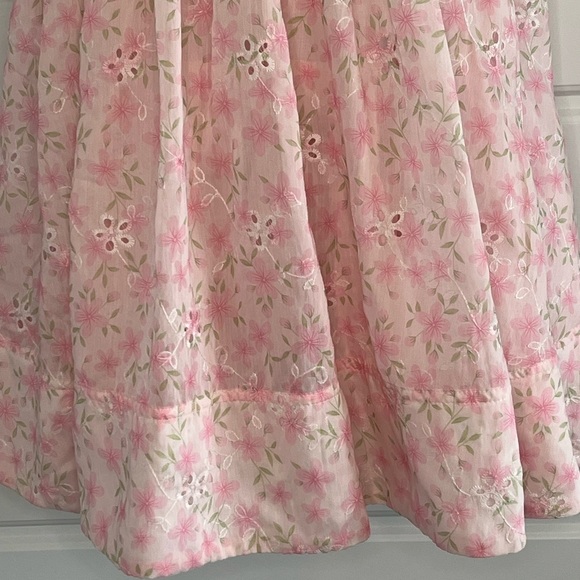 NEW MABLE Pink Floral Ruffle Tiered Criss Cross Back Mini Dress L Girly Flirty - Picture 3 of 14